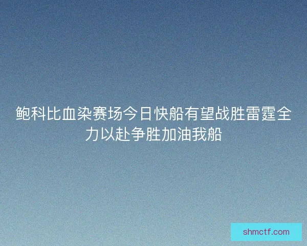 鲍科比血染赛场今日快船有望战胜雷霆全力以赴争胜加油我船